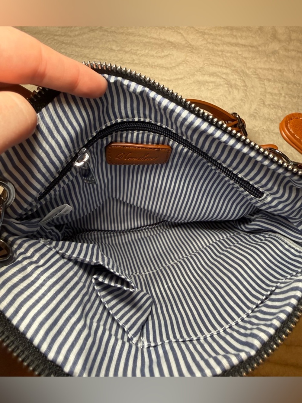 Striped Black & Brown Crossbody Bag - Picture 4 of 7